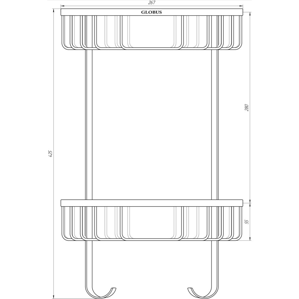 Полочка угловая двойная Globus Lux SS 8488