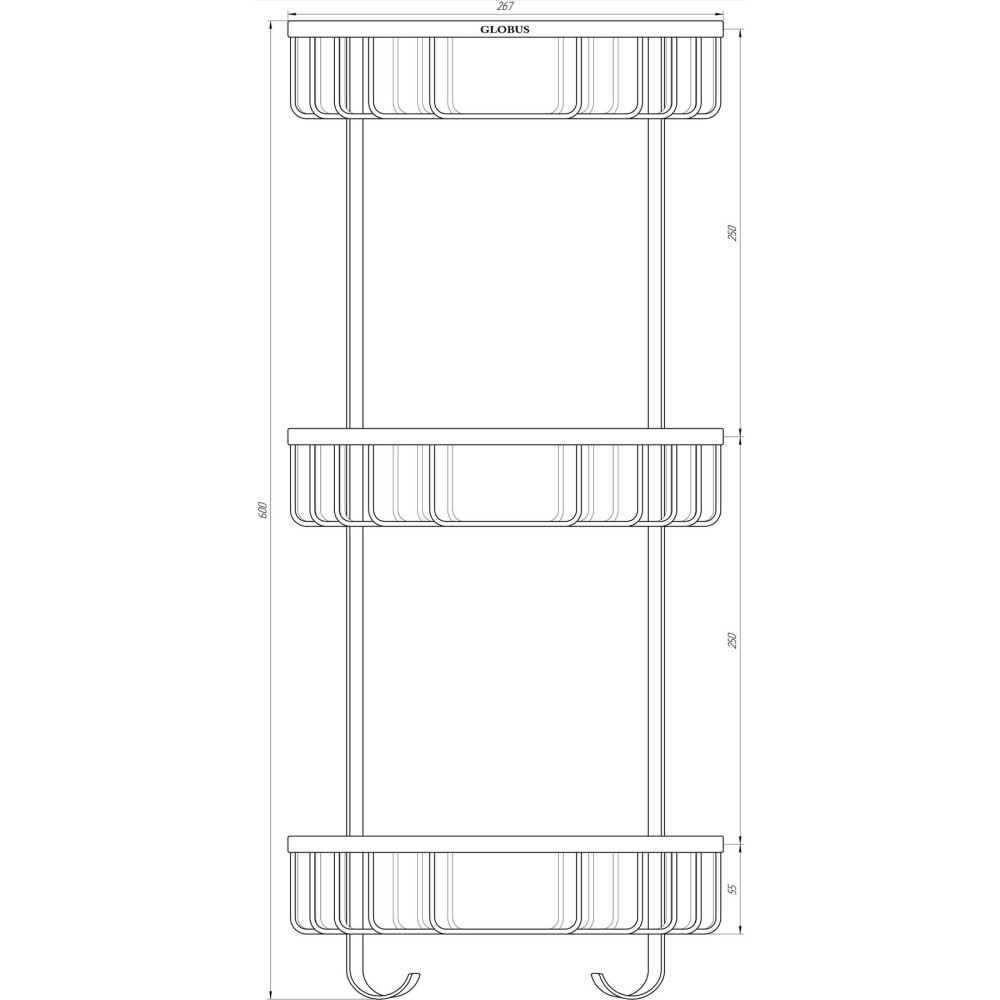 Поличка кутова потрійна Globus Lux SS 8477