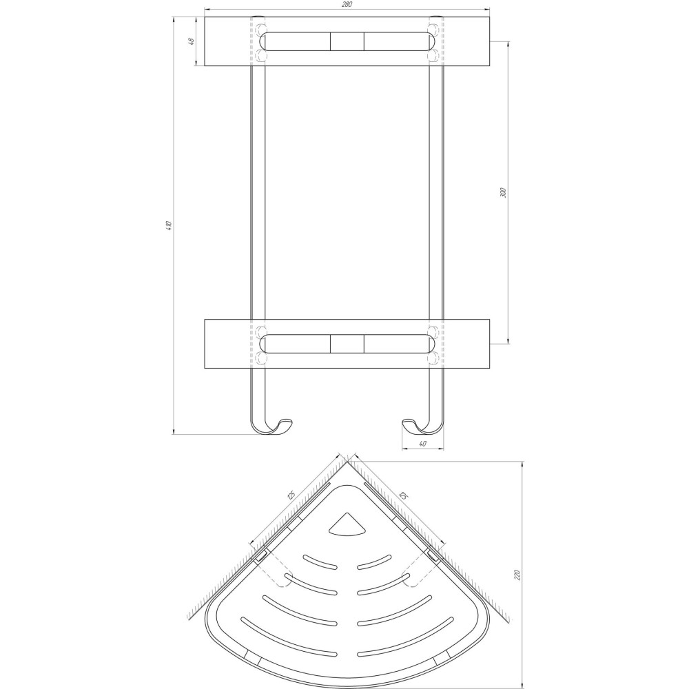 Полочка угловая двойная Globus Lux SQ9422