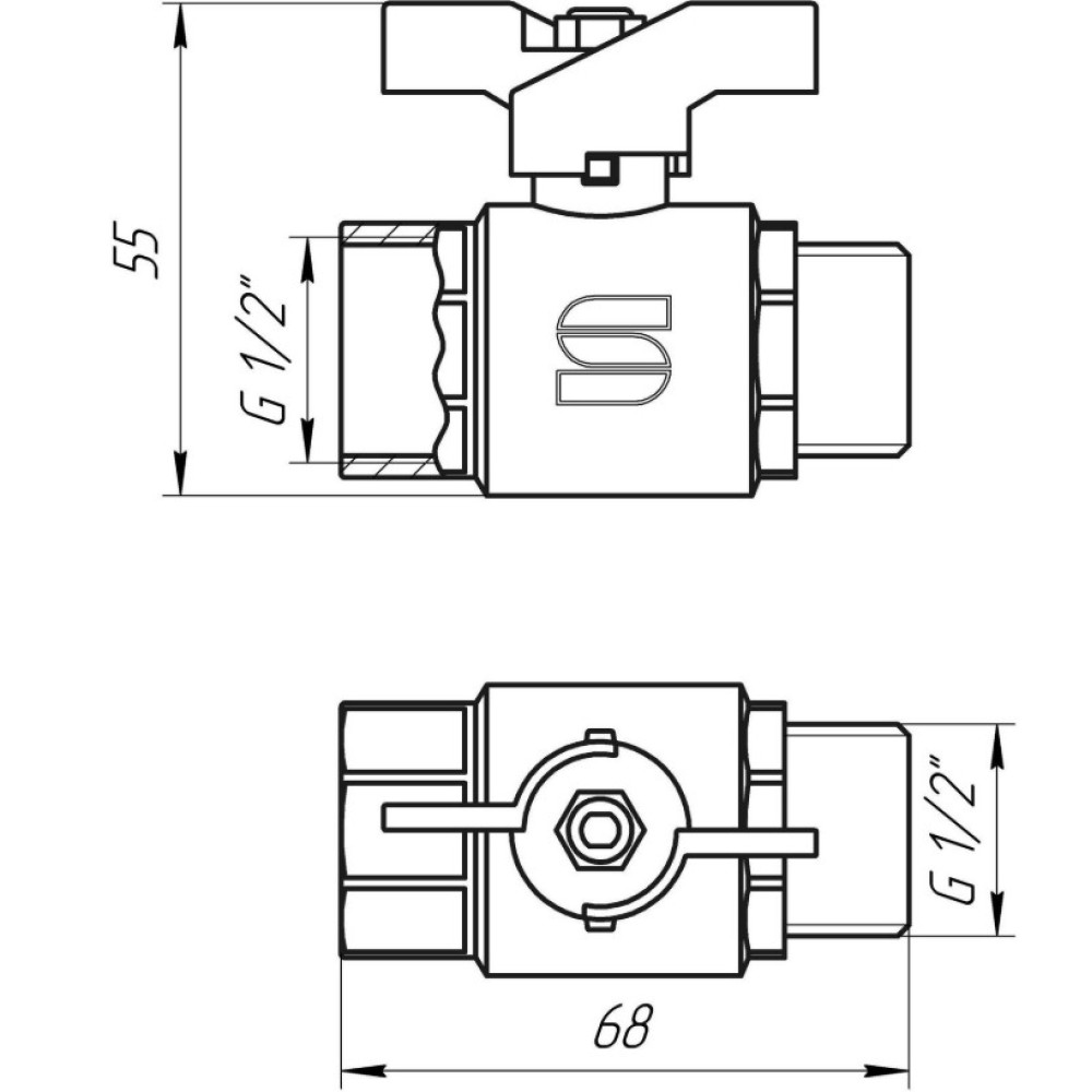 Кран кульовий прямий SELBA 1/2″ ЗВ КБ SL1508
