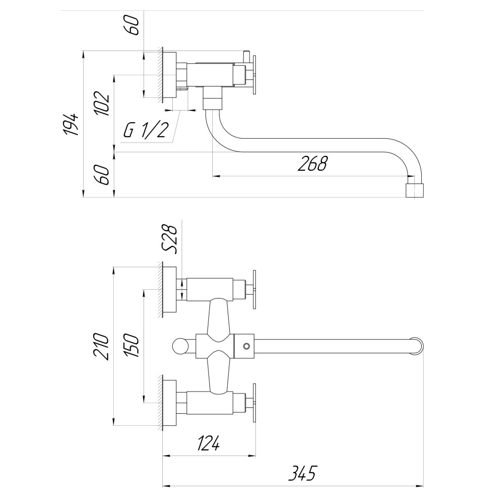 Змішувач для ванни Globus Lux DUKAT SD4-208L