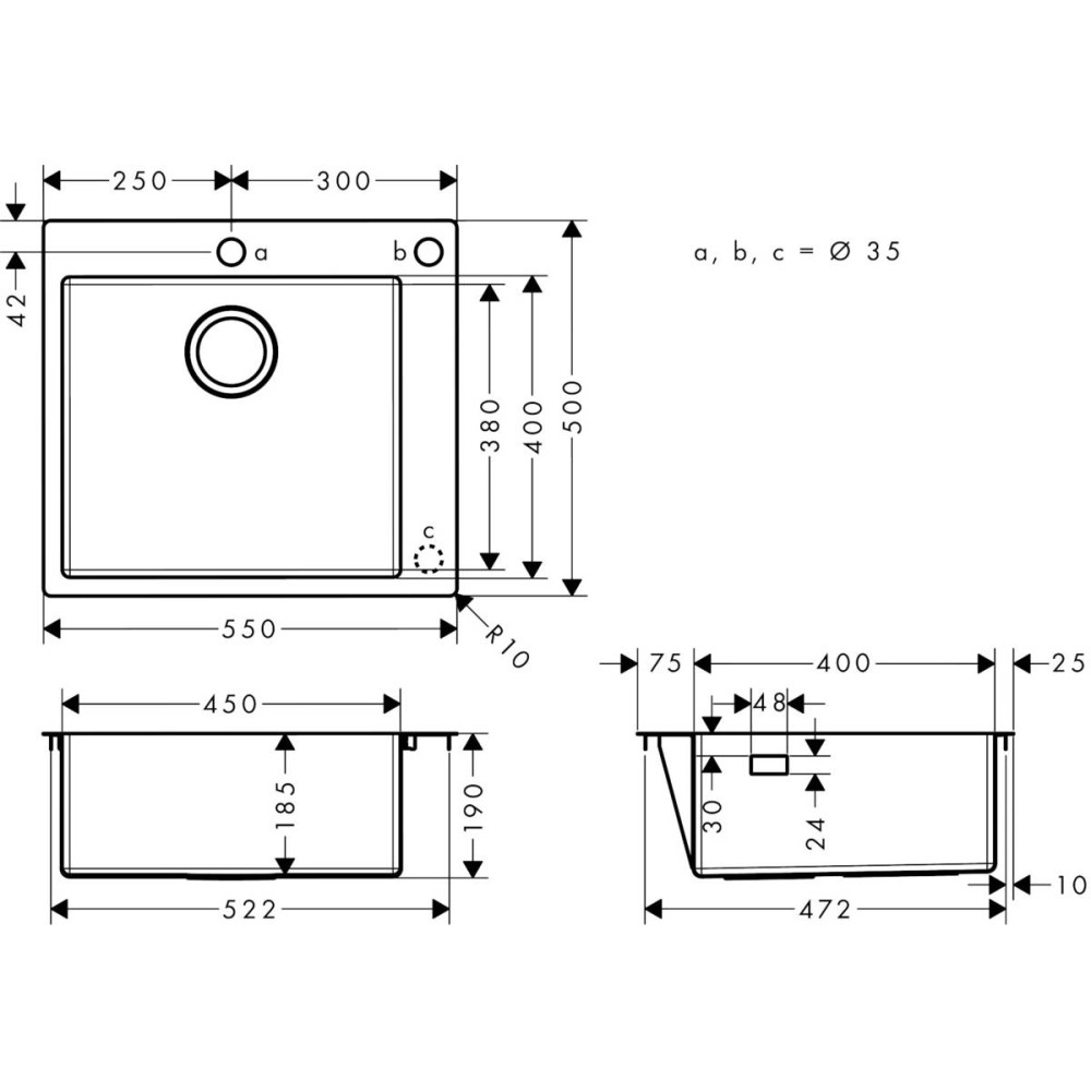 Мийка кухонна Hansgrohe S510-F450 43312290