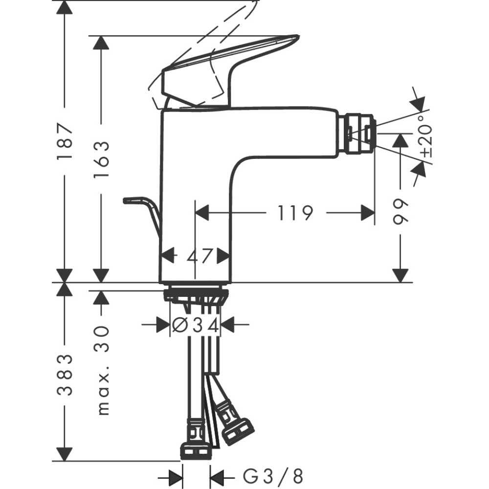 Смеситель для биде Hansgrohe Logis 100 (71200000)
