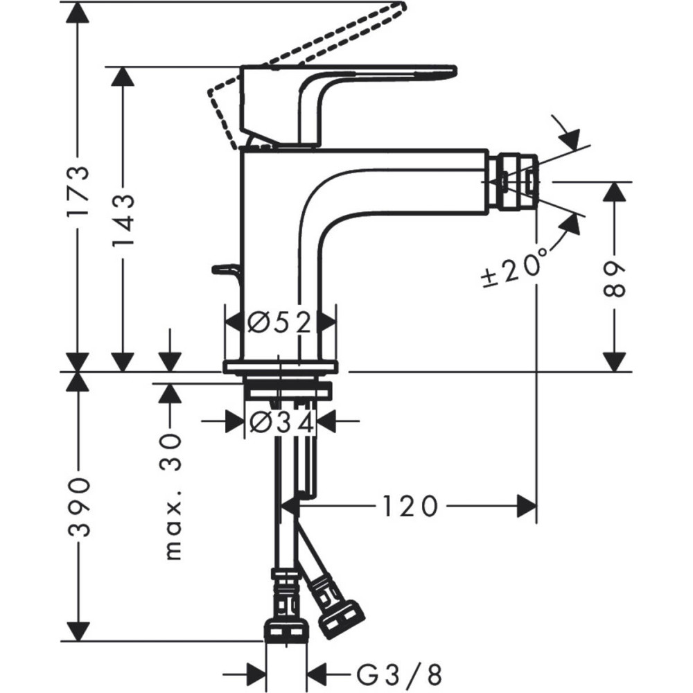 Змішувач для біде Hansgrohe Rebris E (72211670)