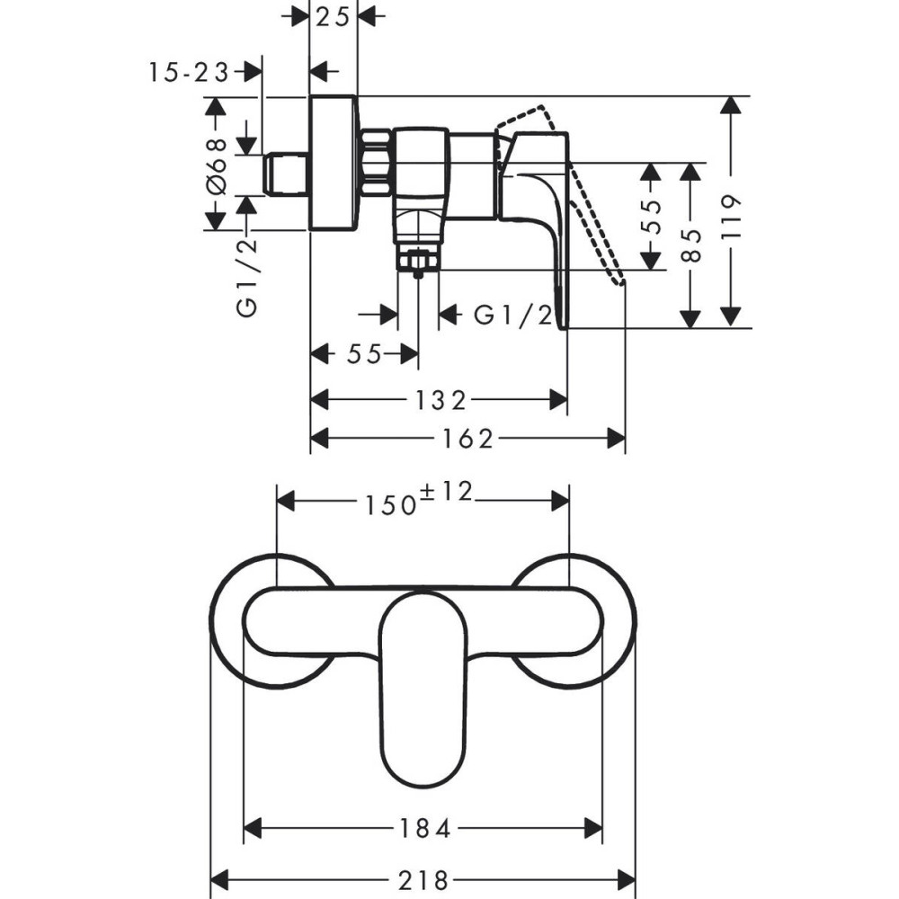 Змішувач для душа Hansgrohe Rebris S (72640670)