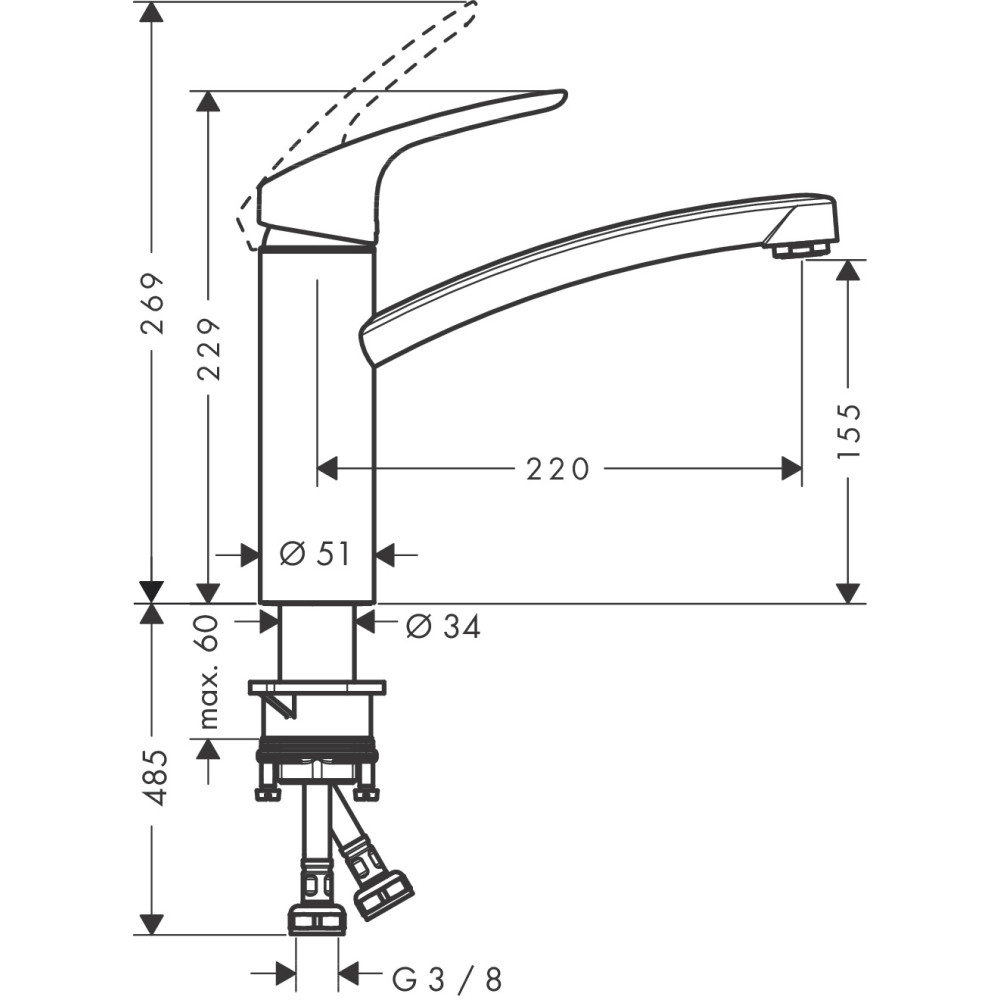 Змішувач для кухні Hansgrohe M41 160 1jet (31806000)