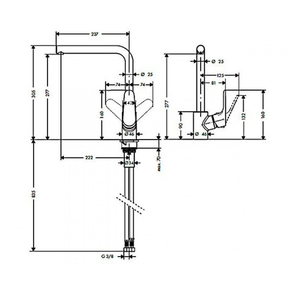 Змішувач для кухні Hansgrohe Focus M41 280 1jet (31817000)