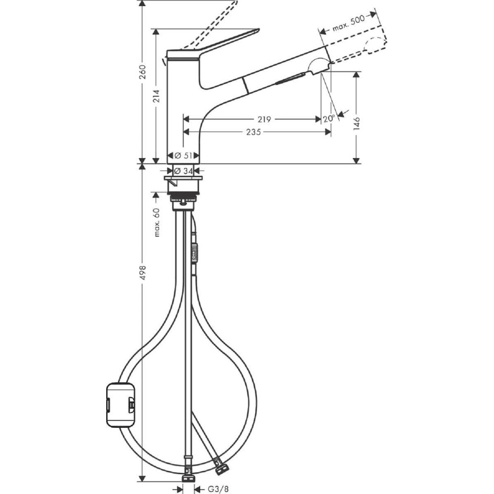Змішувач для кухні Hansgrohe Zesis M33 150 2jet (74800000)