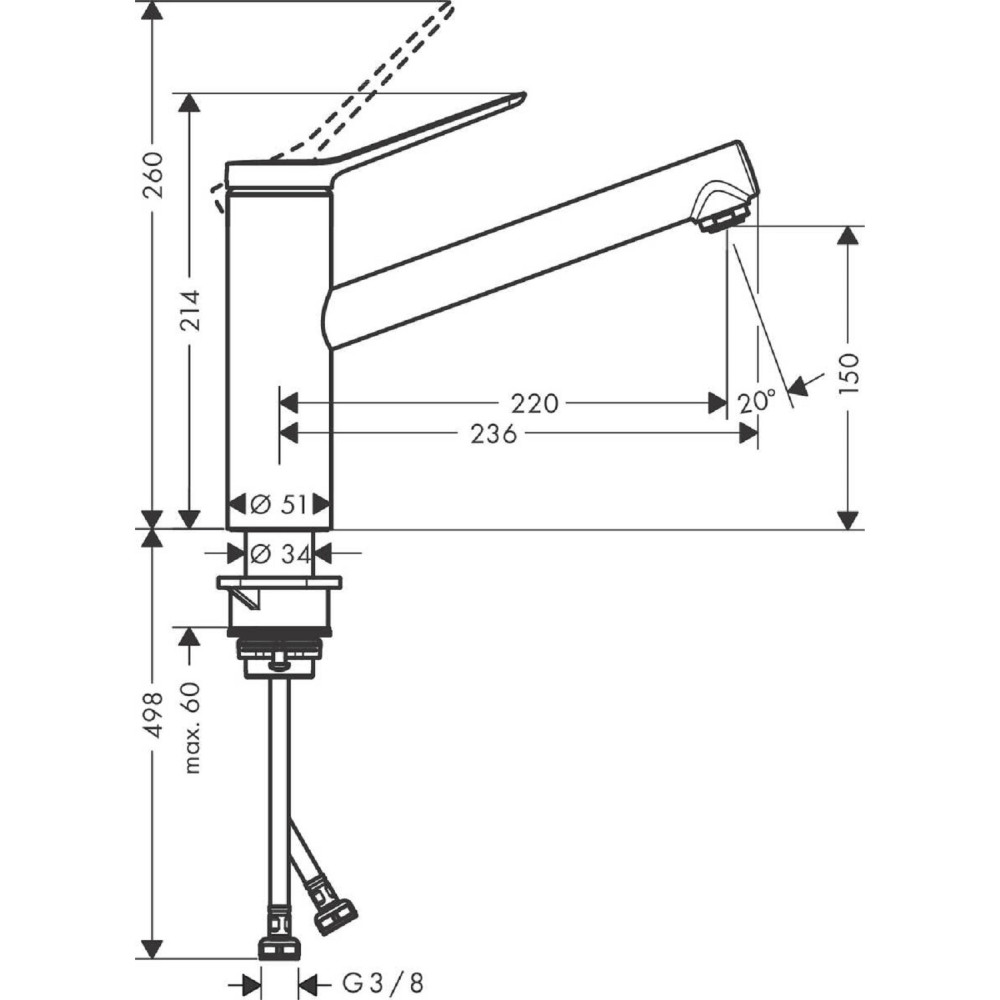 Змішувач для кухні Hansgrohe Zesis M33 150 1jet (74802670)