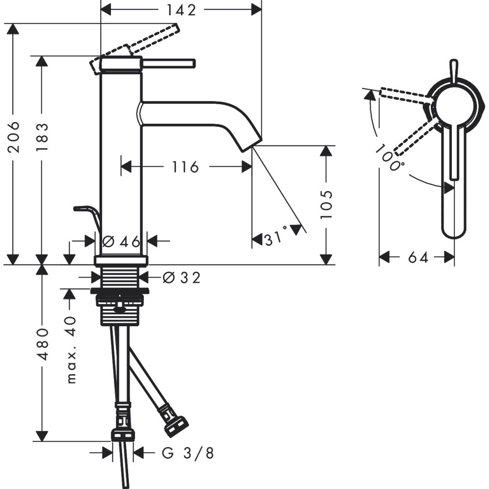 Змішувач для раковини Hansgrohe Tecturis S 110 (73314000)