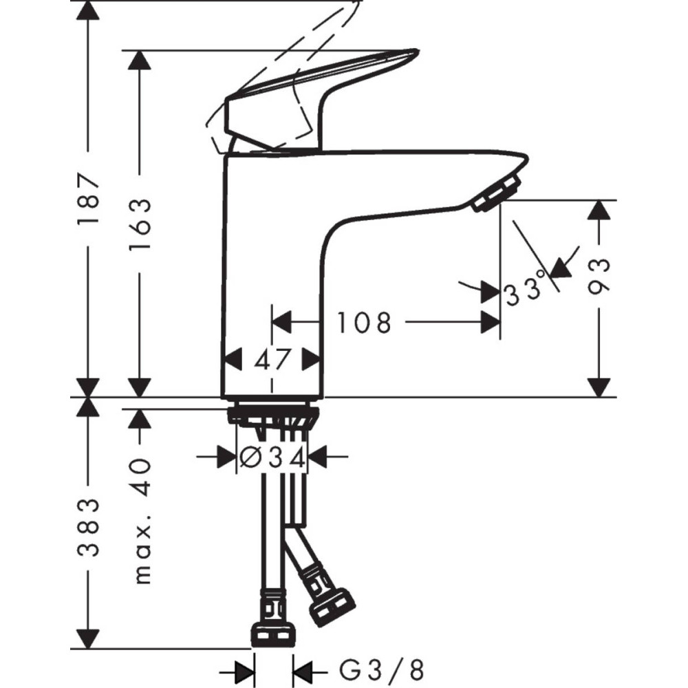 Змішувач для раковини Hansgrohe Logis 100 (71107670)