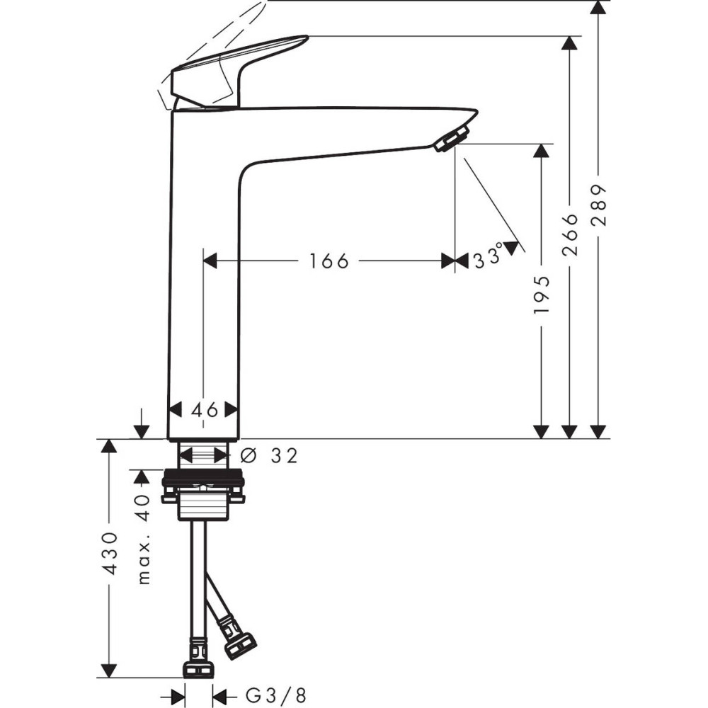 Змішувач для раковини Hansgrohe Logis 190 (71091670)