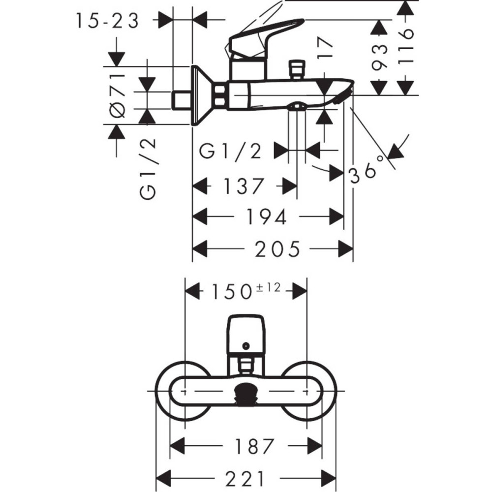 Змішувач для ванни Hansgrohe Logis (71400670)