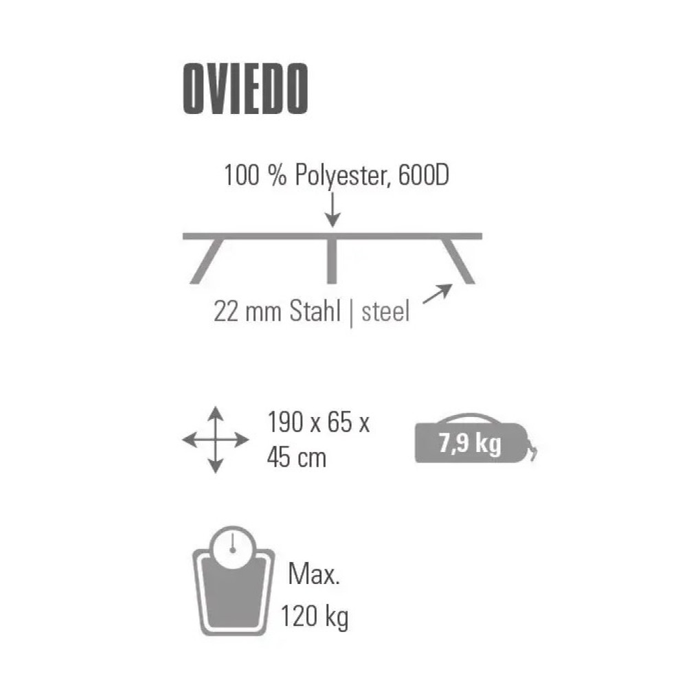 Кровать раскладная High Peak Oviedo Dark Grey/Blue (44160) 928989