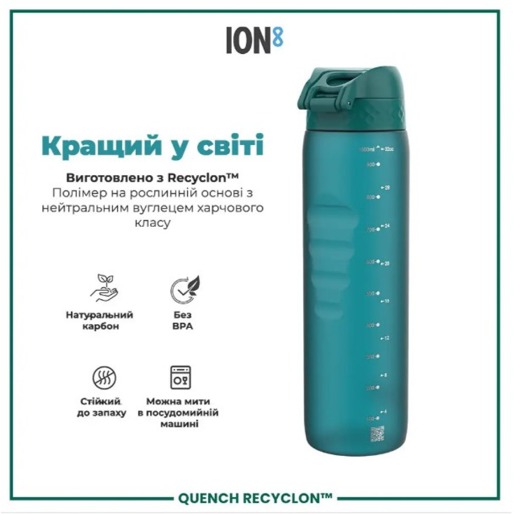 Пляшка для води ION8 1000 мл (ЭКО бутылка) BPA Free, Aqua (I8RF1000AQU)