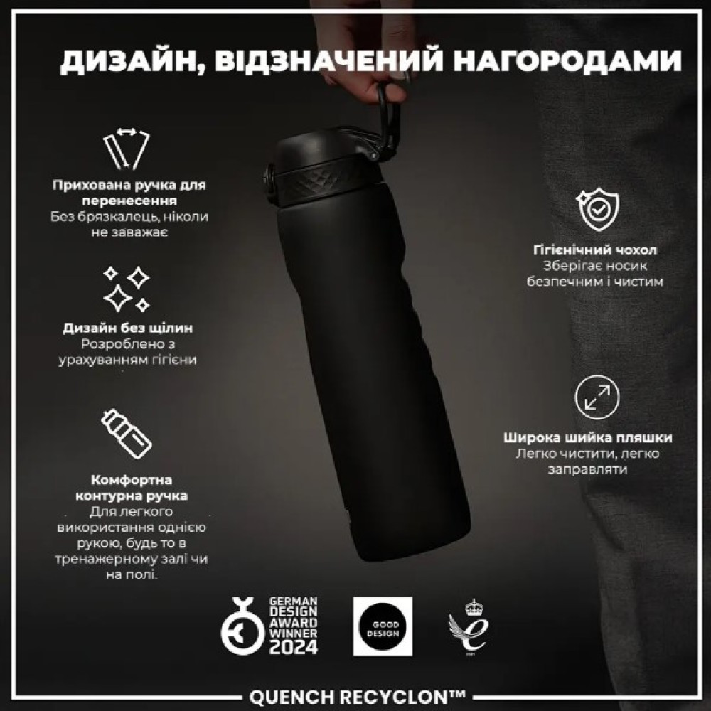 Бутылка для воды ION8 1000 мл (ЭКО бутылка) BPA Free Black (I8RF1000BLK)