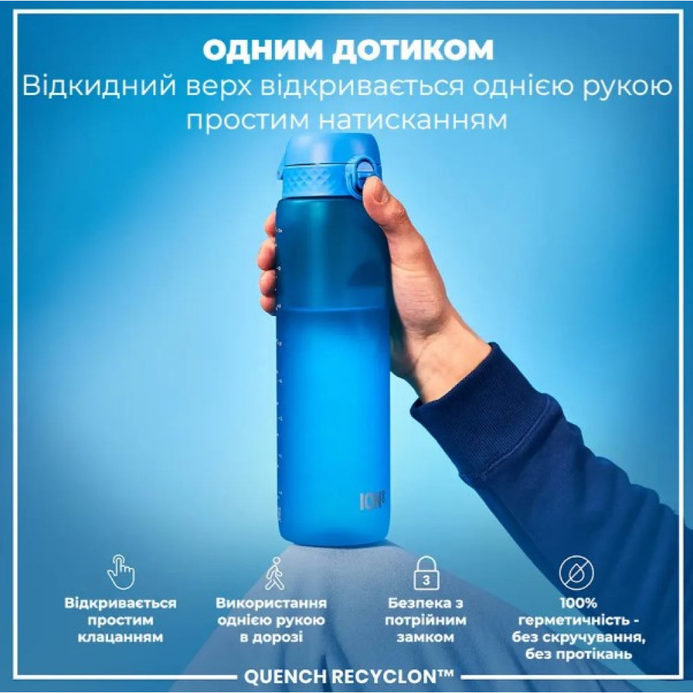 Бутылка для воды ION8 1000 мл (ЭКО бутылка) BPA Free Blue (I8RF1000BLU)