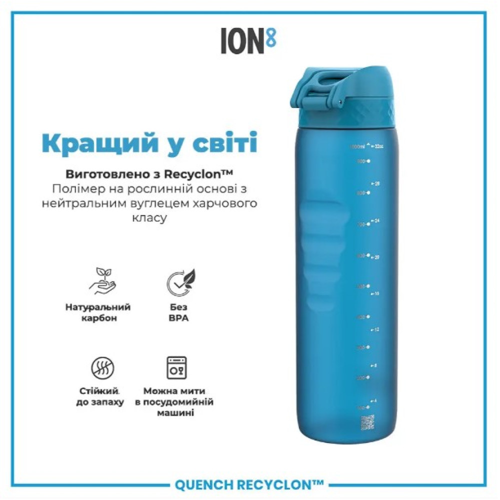 Бутылка для воды ION8 1000 мл (ЭКО бутылка) BPA Free Blue (I8RF1000BLU)