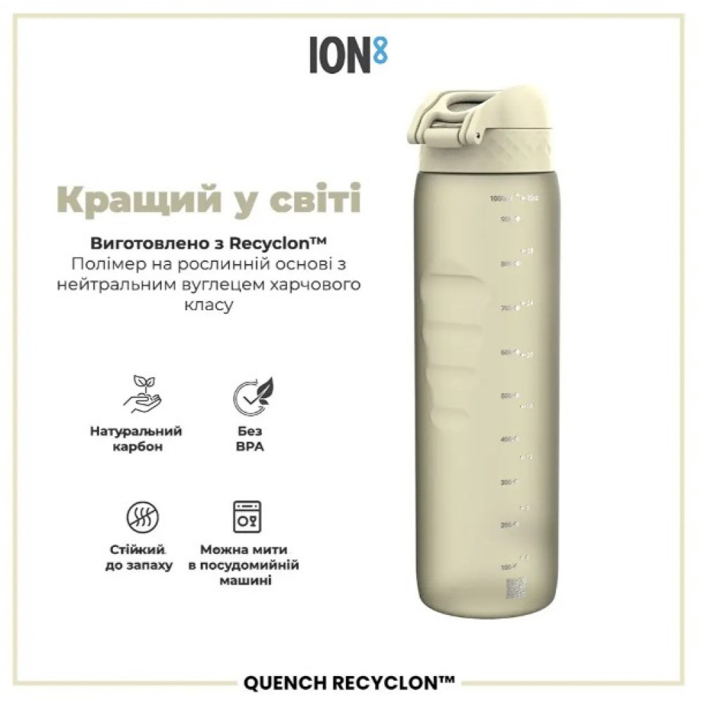 Бутылка для воды ION8 1000 мл (ЭКО бутылка) BPA Free Creamy White (I8RF1000CWHI)