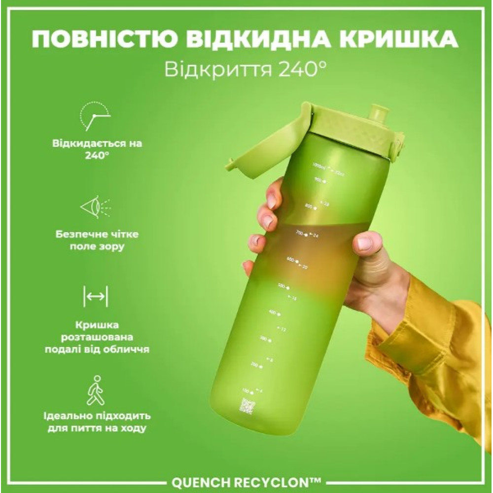 Пляшка для води ION8 1000 мл (ЕКО пляшка) BPA Free Green (I8RF1000GRE)