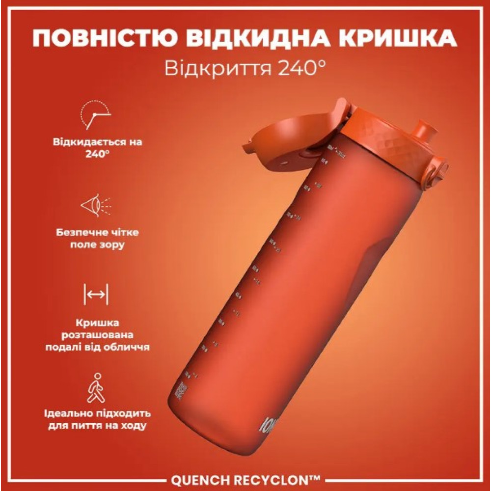 Пляшка для води ION8 1000 мл (ЕКО пляшка) BPA Free Hearty Orange (I8RF1000HORG)
