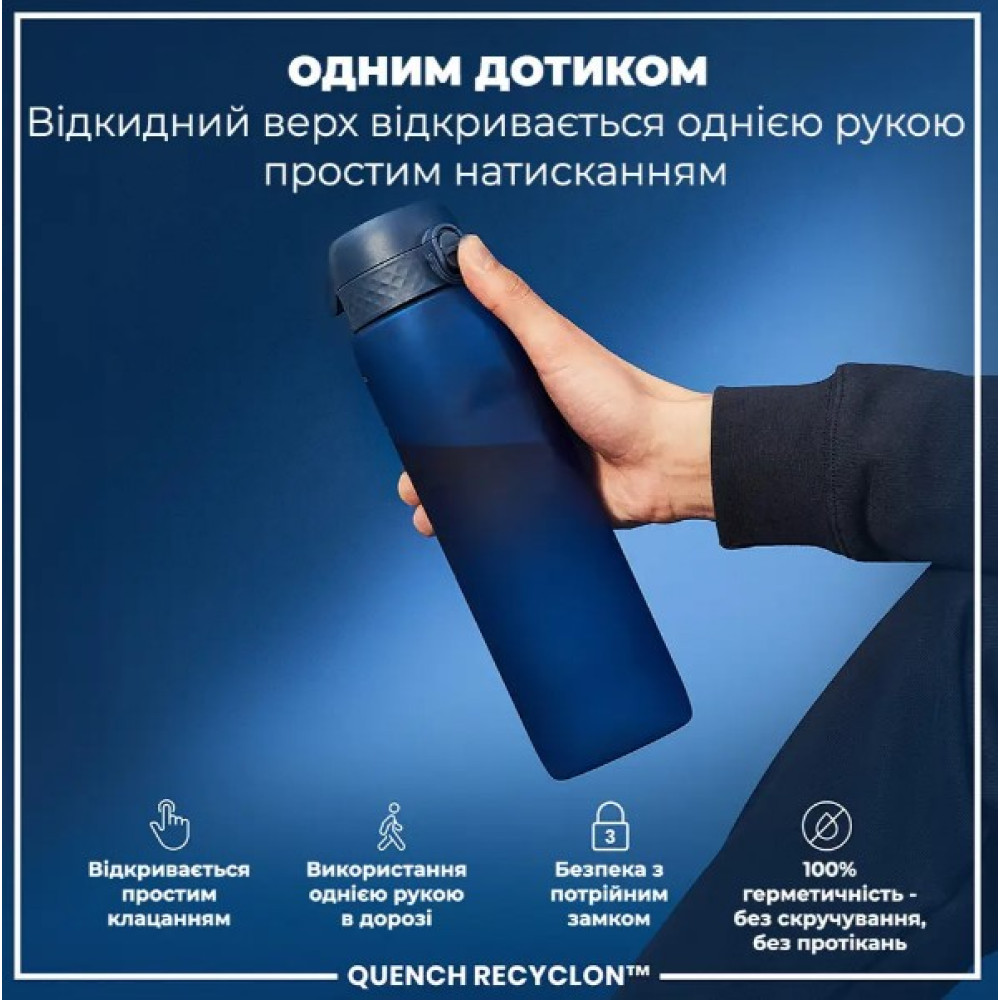 Бутылка для воды ION8 1000 мл (ЭКО бутылка) BPA Free Navy (I8RF1000NAV)