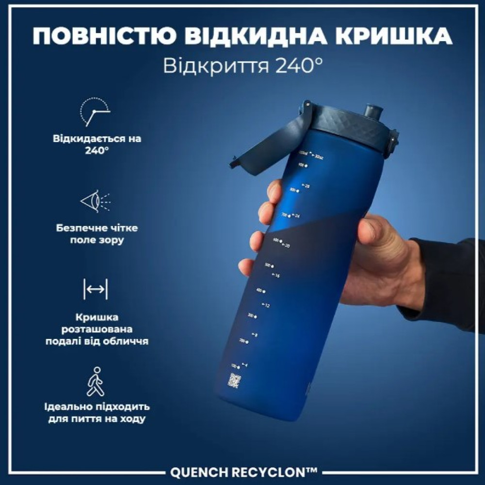 Бутылка для воды ION8 1000 мл (ЭКО бутылка) BPA Free Navy (I8RF1000NAV)