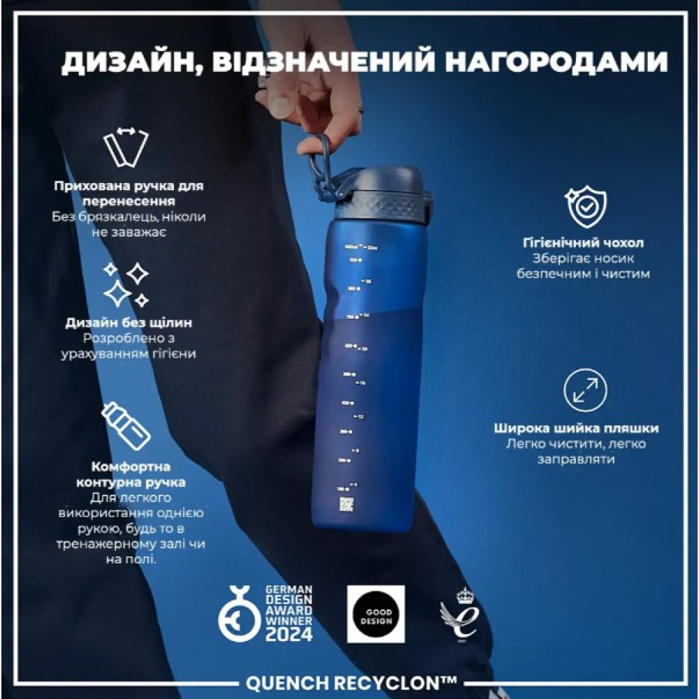 Бутылка для воды ION8 1000 мл (ЭКО бутылка) BPA Free Navy (I8RF1000NAV)