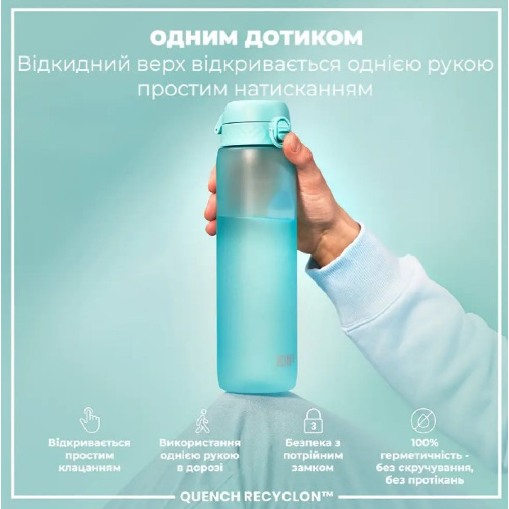 Бутылка для воды ION8 1000 мл BPA Free Times To Drink (ЭКО бутылка) Sonic Blue (I8RF1000PBMOT2)