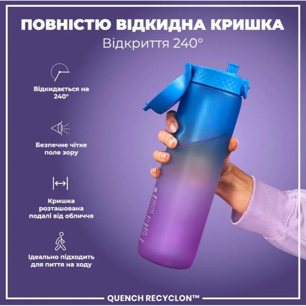 Пляшка для води ION8 1000 мл BPA Free Times To Drink (ЕКО пляшка) Blue & Pink (I8RF1000PBPMOT)