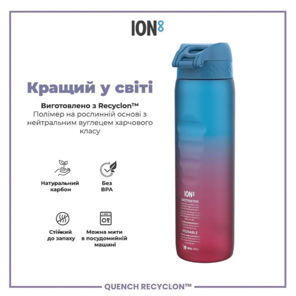 Пляшка для води ION8 1000 мл BPA Free Times To Drink (ЕКО пляшка) Blue & Pink (I8RF1000PBPMOT)