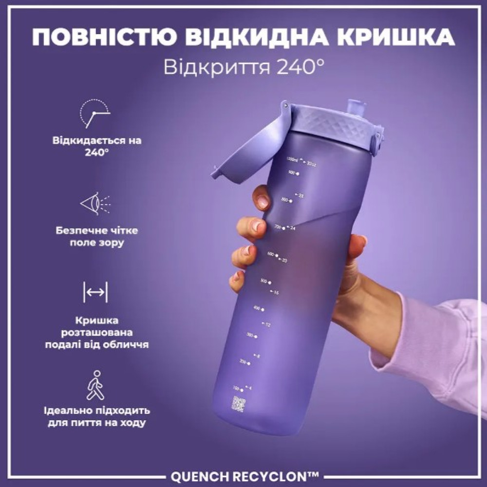 Пляшка для води ION8 1000 мл (ЕКО пляшка) BPA Free Light Purple (I8RF1000PERI)