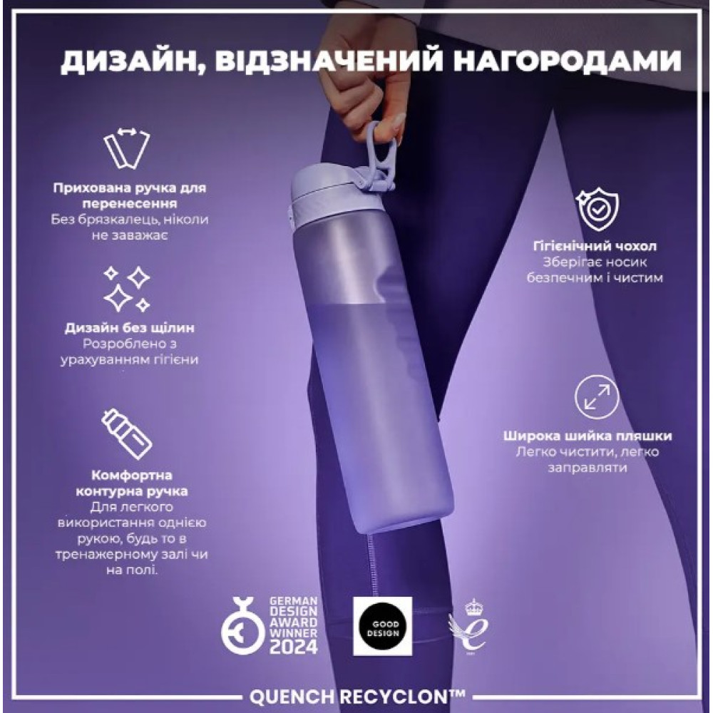 Пляшка для води ION8 1000 мл (ЕКО пляшка) BPA Free Light Purple (I8RF1000PERI)