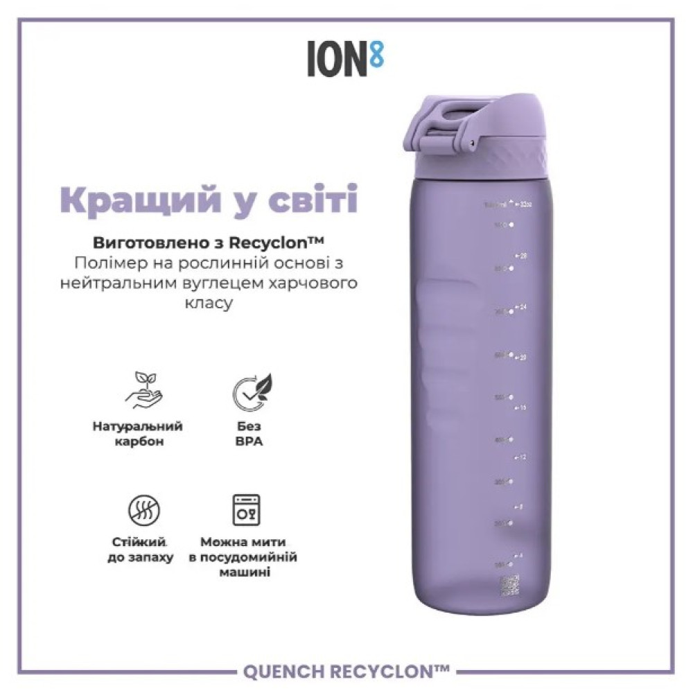 Пляшка для води ION8 1000 мл (ЕКО пляшка) BPA Free Light Purple (I8RF1000PERI)
