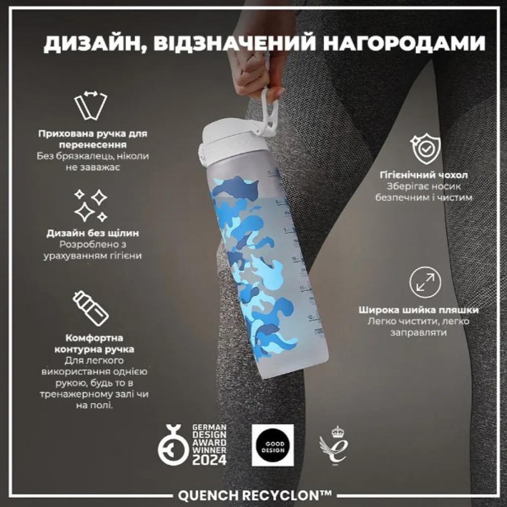 Пляшка для води ION8 1000 мл BPA Free Times To Drink (ЕКО пляшка) Camo (I8RF1000PICAMO)