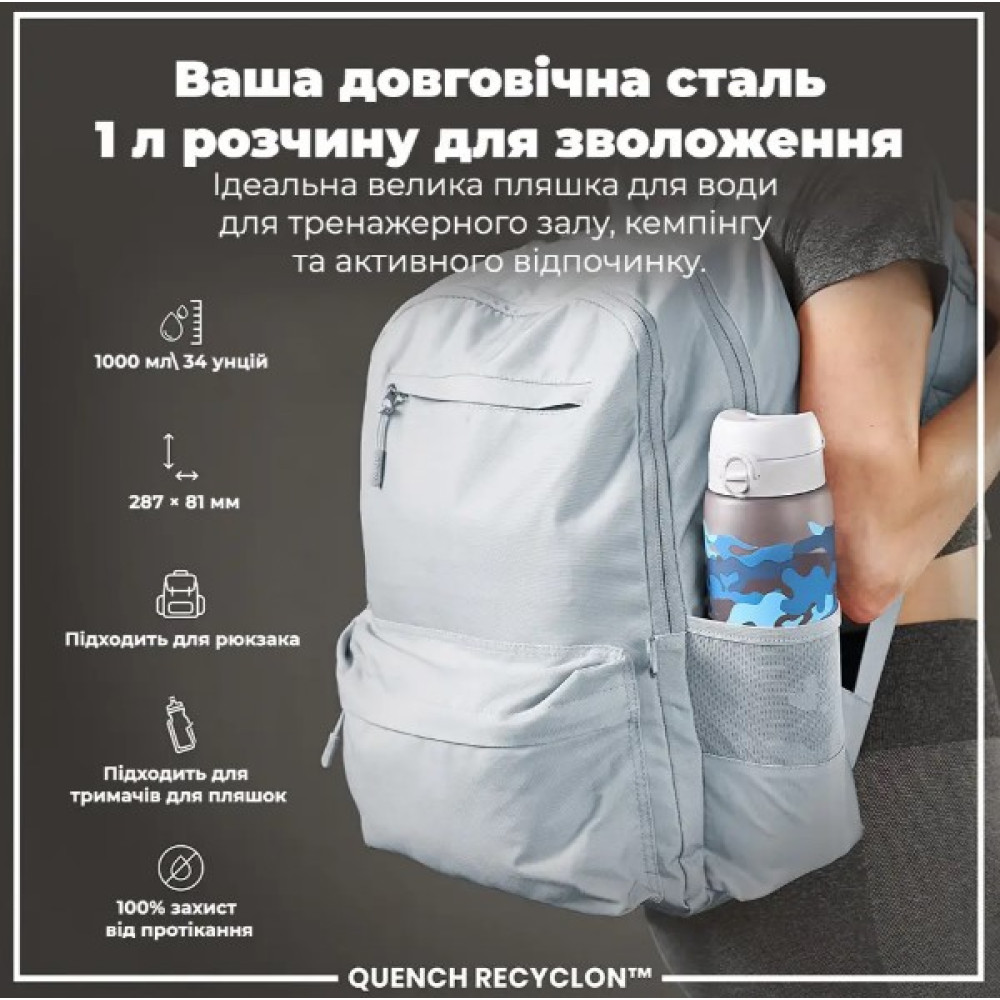 Пляшка для води ION8 1000 мл BPA Free Times To Drink (ЕКО пляшка) Camo (I8RF1000PICAMO)