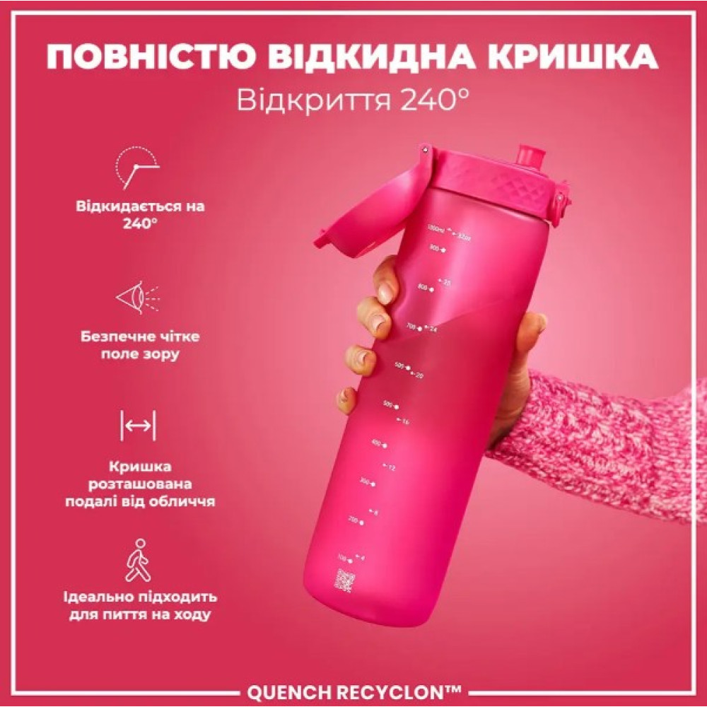 Бутылка для воды ION8 1000 мл (ЭКО бутылка) BPA Free Pink (I8RF1000PIN)