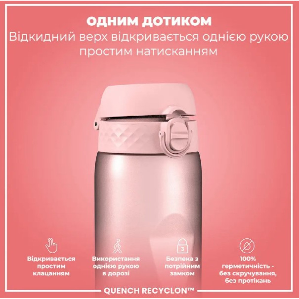 Бутылка для воды ION8 1000 мл BPA Free Times To Drink (ЭКО бутылка) Periwinkle &Rose (I8RF1000PPRMOT)