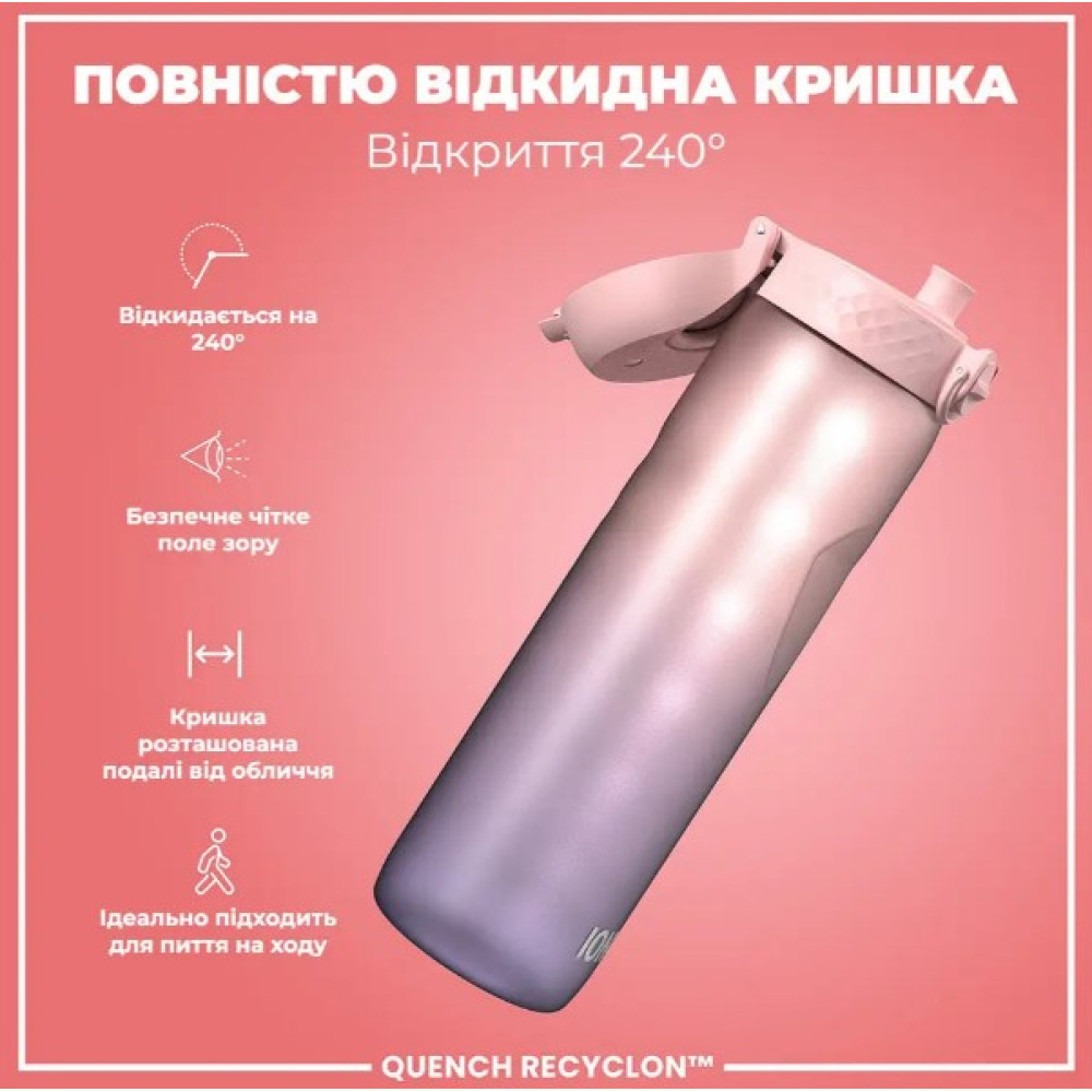 Бутылка для воды ION8 1000 мл BPA Free Times To Drink (ЭКО бутылка) Periwinkle &Rose (I8RF1000PPRMOT)