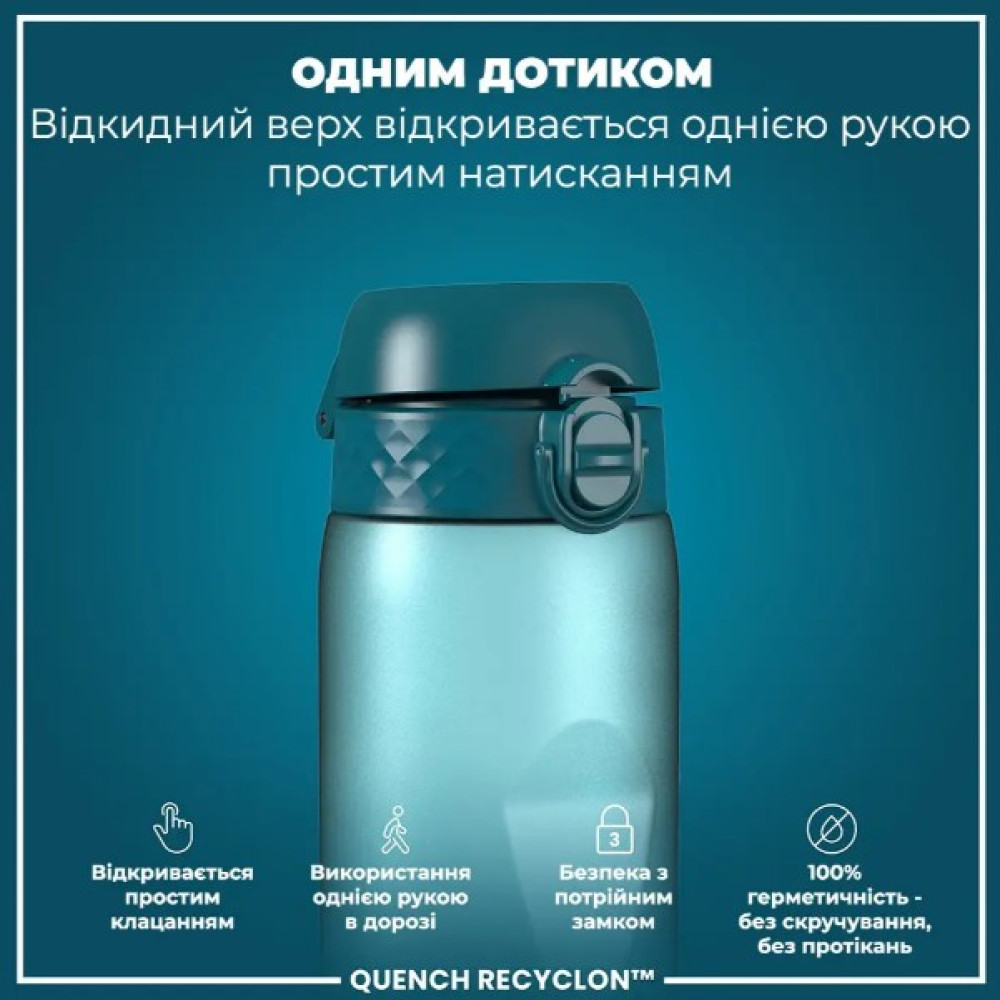 Пляшка для води ION8 1000 мл BPA Free Times To Drink (ЕКО пляшка) Teal & Blue (I8RF1000PTBMOT)