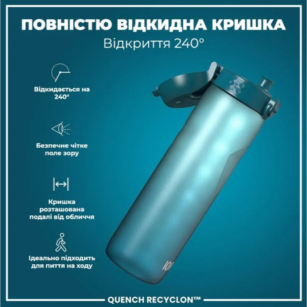 Пляшка для води ION8 1000 мл BPA Free Times To Drink (ЕКО пляшка) Teal & Blue (I8RF1000PTBMOT)