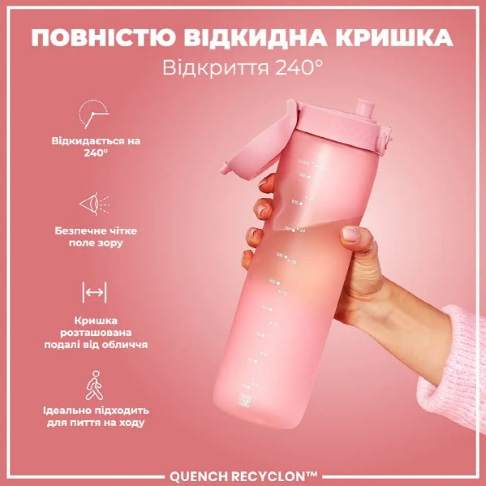 Пляшка для води ION8 1000 мл (ЕКО пляшка) BPA Free Rose Quartz (I8RF1000ROS)
