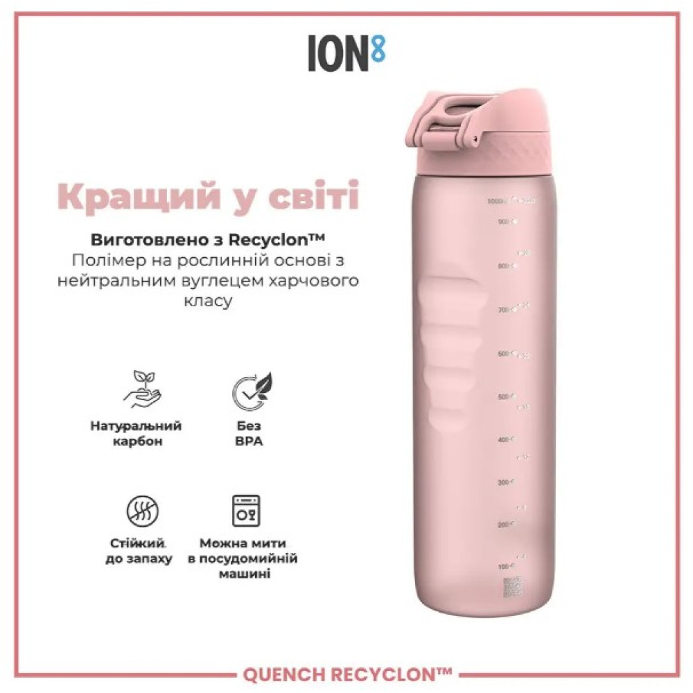 Пляшка для води ION8 1000 мл (ЕКО пляшка) BPA Free Rose Quartz (I8RF1000ROS)