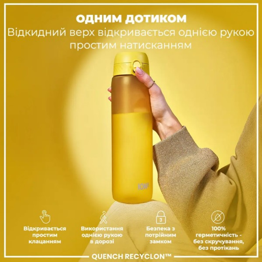 Бутылка для воды ION8 1000 мл (ЭКО бутылка) BPA Free Yellow (I8RF1000YEL)