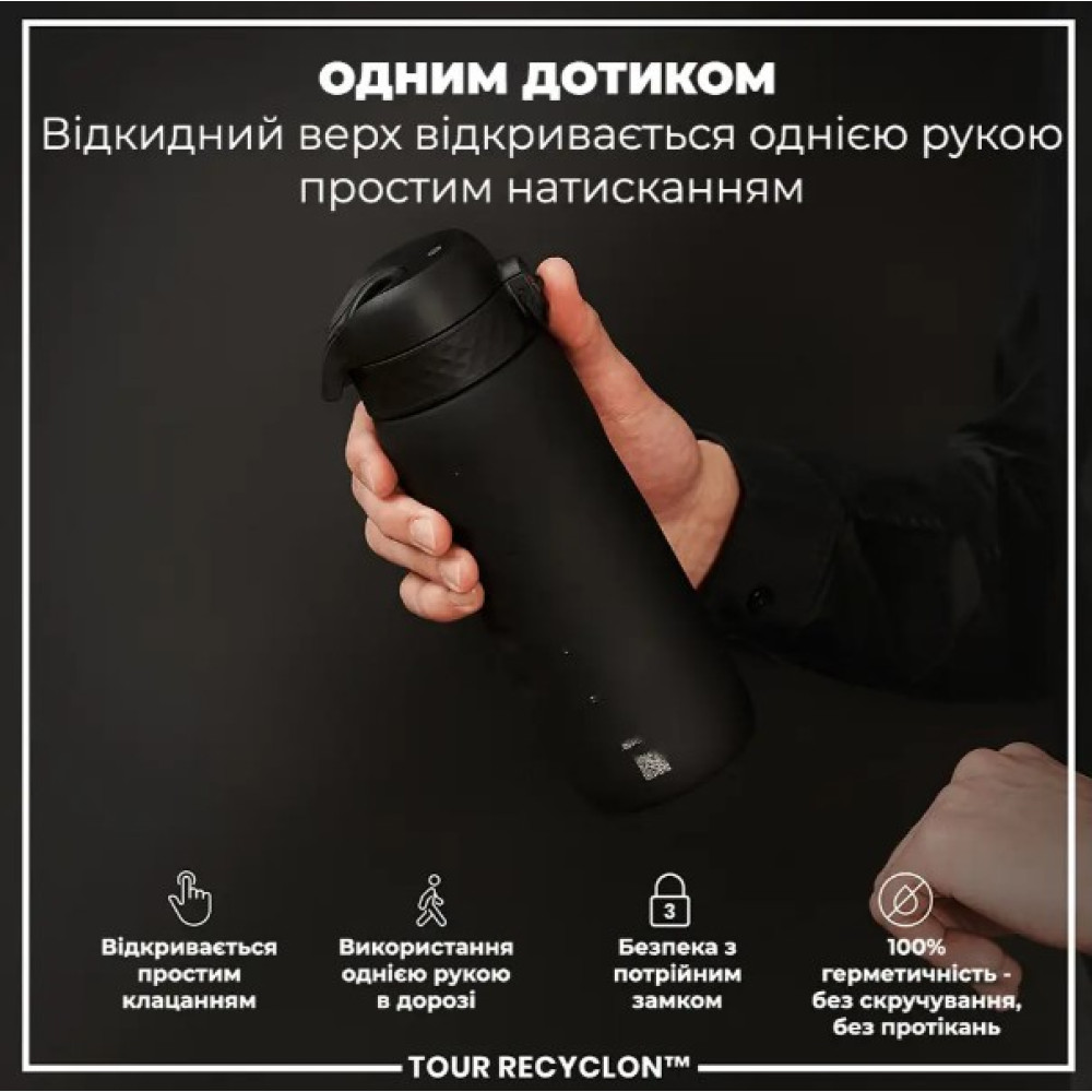 Бутылка для воды ION8 750 мл (ЭКО бутылка) BPA Free Black (I8RF750BLK)