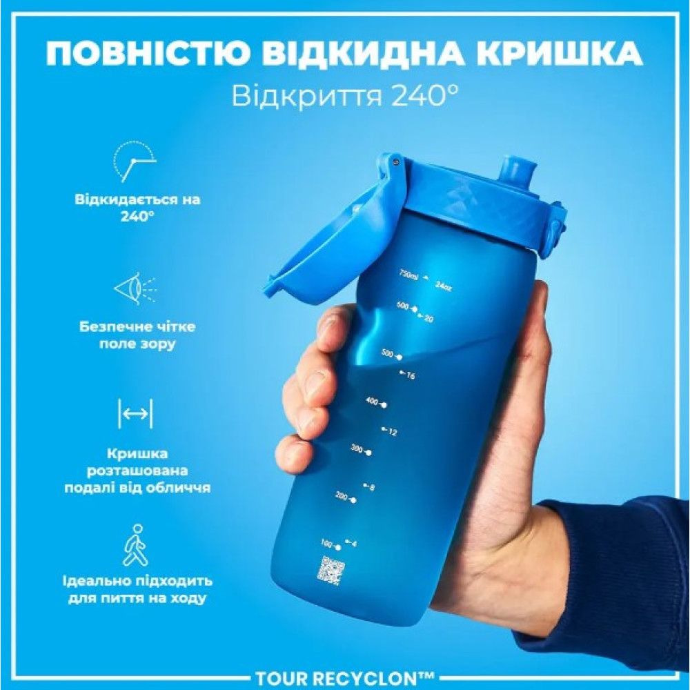 Бутылка для воды ION8 750 мл (ЭКО бутылка) BPA Free Blue (I8RF750BLU)