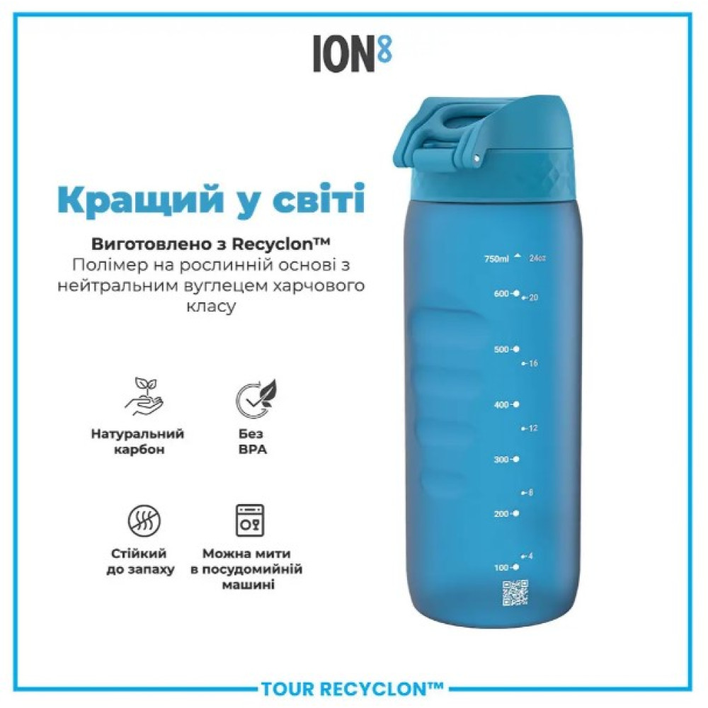 Бутылка для воды ION8 750 мл (ЭКО бутылка) BPA Free Blue (I8RF750BLU)