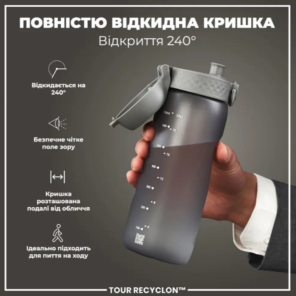 Бутылка для воды ION8 750 мл (ЭКО бутылка) BPA Free Grey (I8RF750GRY)