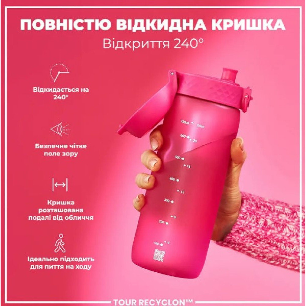 Бутылка для воды ION8 750 мл (ЭКО бутылка) BPA Free Pink (I8RF750PIN)