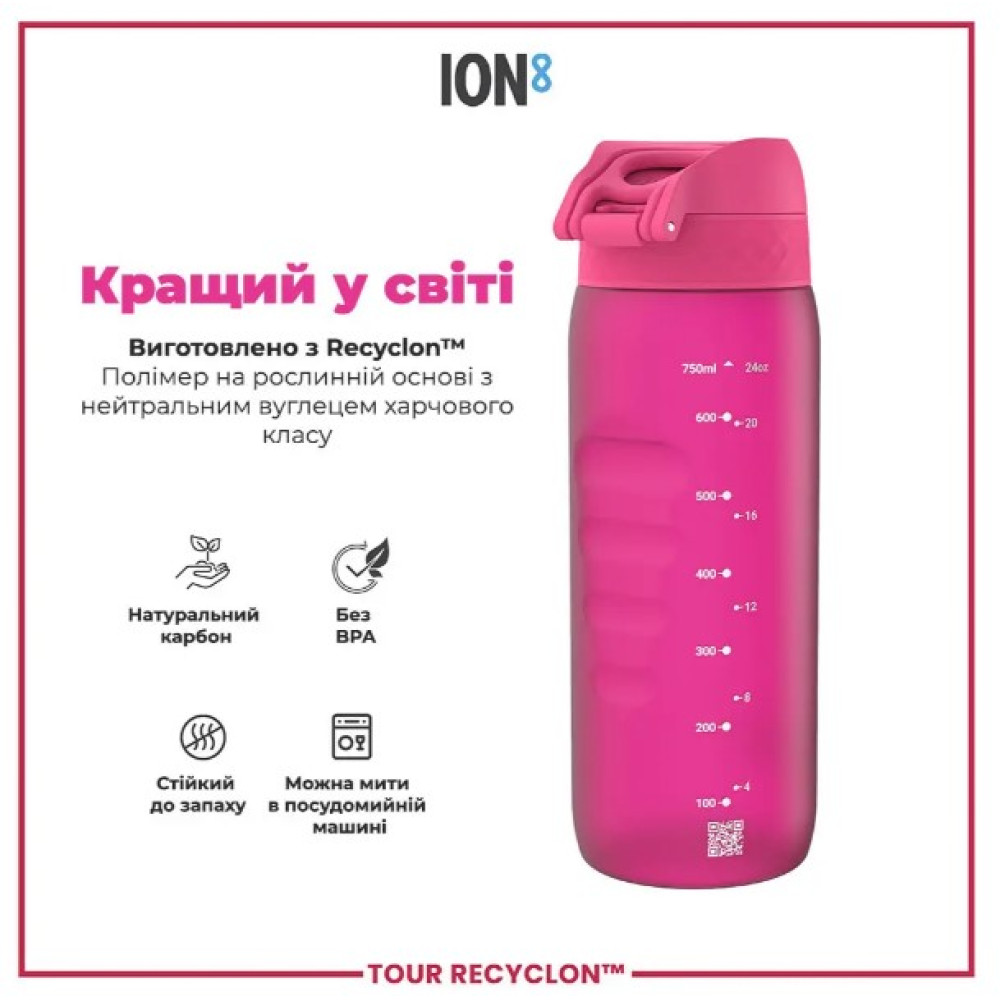 Бутылка для воды ION8 750 мл (ЭКО бутылка) BPA Free Pink (I8RF750PIN)